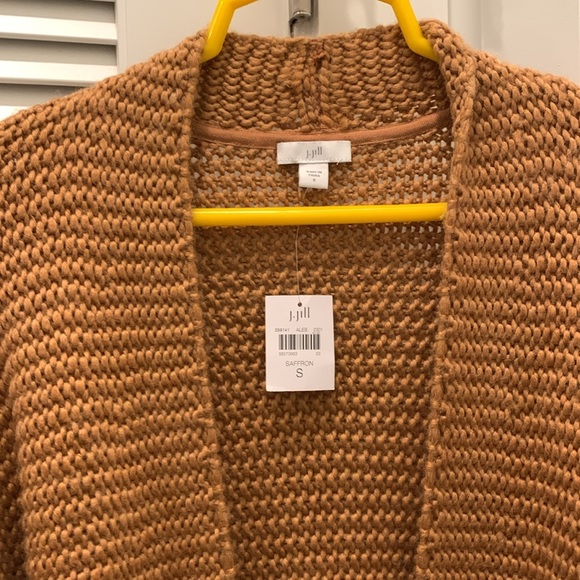 NWT J. Jill saffron cardigan sweater with fringe, size S - Picture 3 of 8